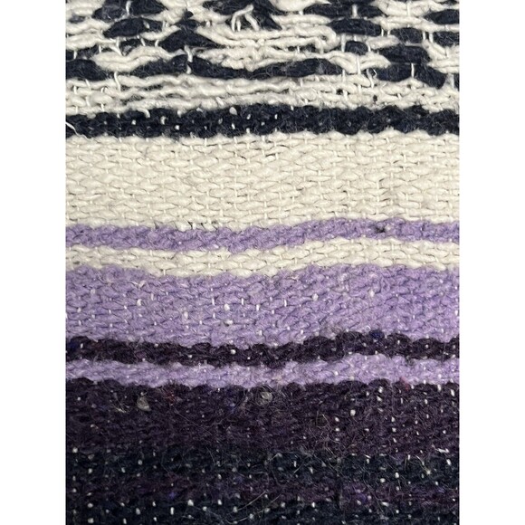 Mexican Blanket Vintage 90s Woven Throw Purple Festival Beach Stadium Boho 68x46 - Picture 5 of 6